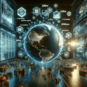 A visual representation of Aptos blockchain's rapid growth, highlighting 18 million Monthly Active Users (MAUs), 1 million daily transactions, and an $850 million USDT stablecoin supply. Aptos network performance and user adoption surge.