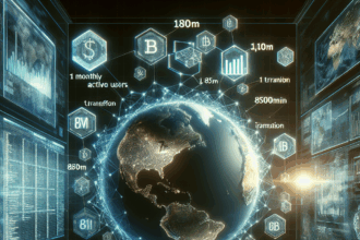 A visual representation of Aptos blockchain's rapid growth, highlighting 18 million Monthly Active Users (MAUs), 1 million daily transactions, and an $850 million USDT stablecoin supply. Aptos network performance and user adoption surge.
